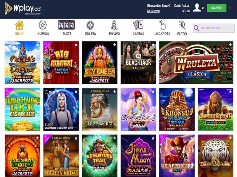 Miles de slots y juegos de azar en WPlay Casino online