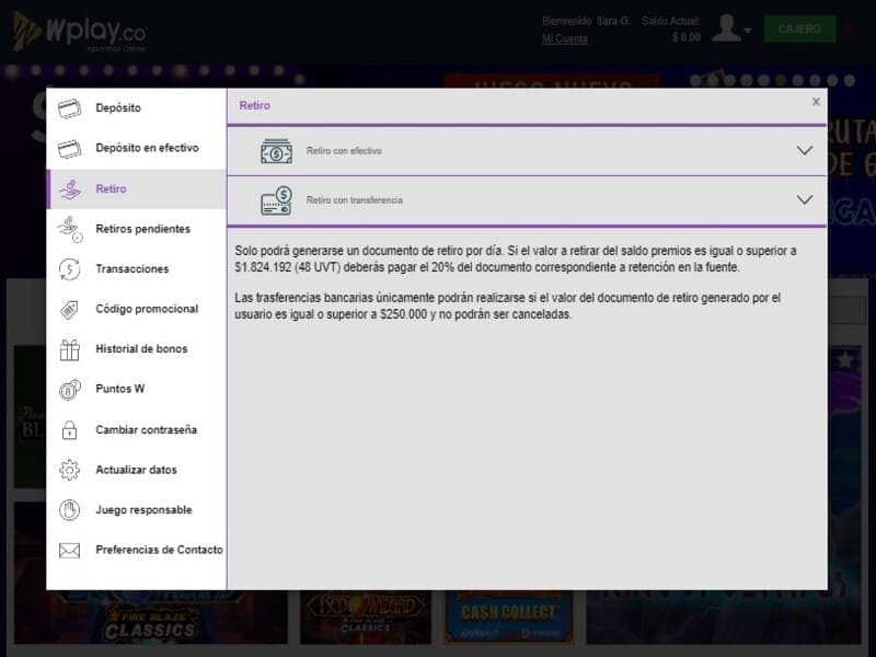 ¿Cómo retirar el dinero de mi cuenta de Wplay? 