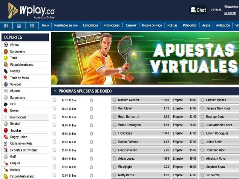 Apuesta por tu deporte favorito en Wplay online